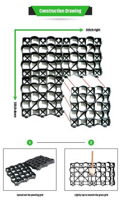土壌の安定化 土壌の強化のためのプラスチックグリッド 4 平方メートルあたり量